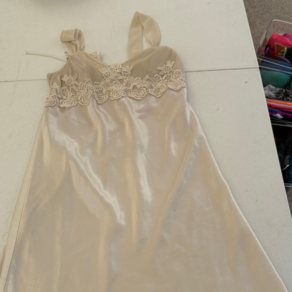 Delicates Cream Satin Lace Chemise